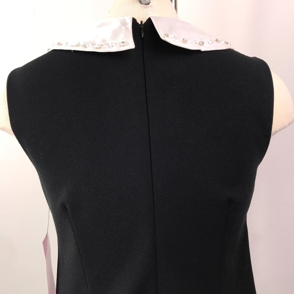 Embellished Peter Pan Collar Crepe Crepe Dress - 7 - Picture 5 of 8